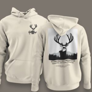 An AMDO HOODIE with an image of a deer.
